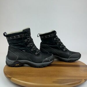 Womens Teva Ahnu Montara Black Leather Vibram Insulated Mid Trail Boots Size 7 M